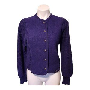 Geiger Wool Cropped Women's Blazer Jacket‎ EU 34 USA Small Vintage Purple Button